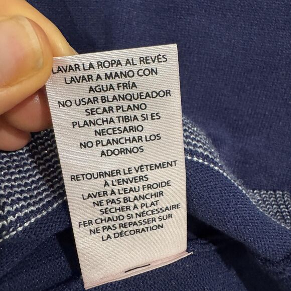 Nanette Lepore Sweater Women's Small Navy Mock Neck Ruffle Trim Long Sleeve Knit - Picture 8 of 9